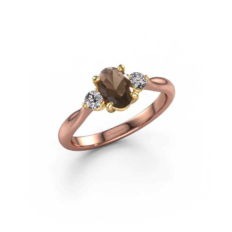 Image of Engagement ring Lieselot OVL 585 rose gold Smokey quartz 7x5 mm