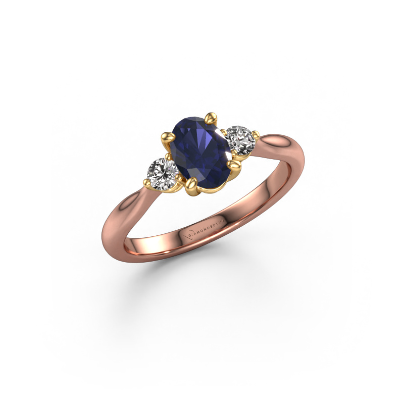 Image of Engagement ring Lieselot OVL 585 rose gold Sapphire 7x5 mm
