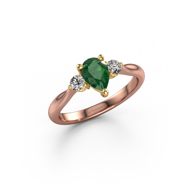 Image of Engagement ring Lieselot PER 585 rose gold Emerald 7x5 mm