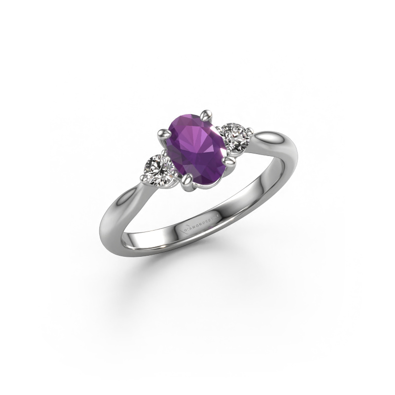 Image of Engagement ring Lieselot OVL 950 platinum Amethyst 7x5 mm