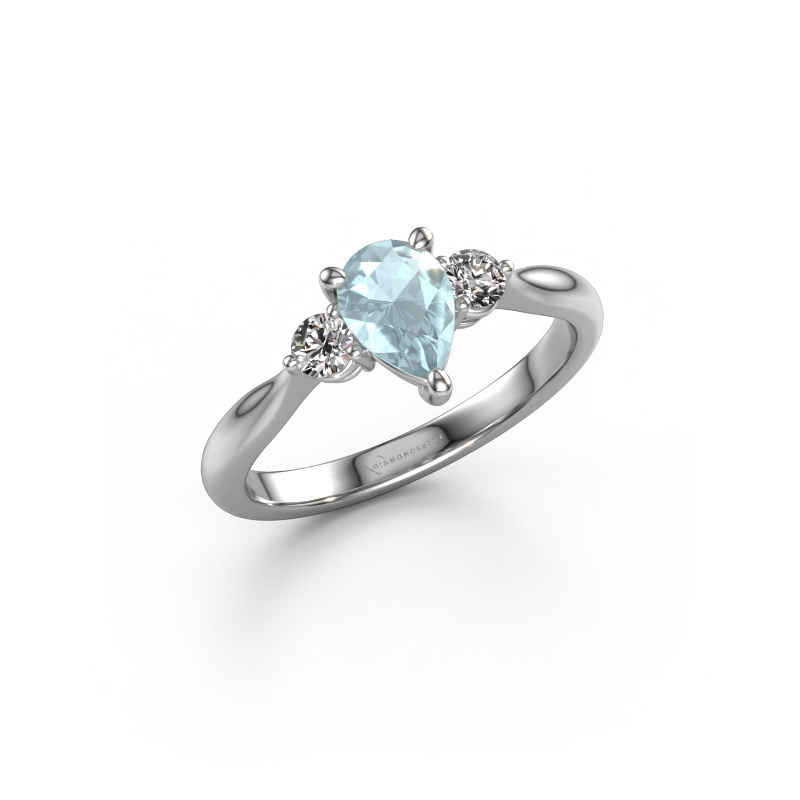 Image of Engagement ring Lieselot PER 950 platinum Aquamarine 7x5 mm