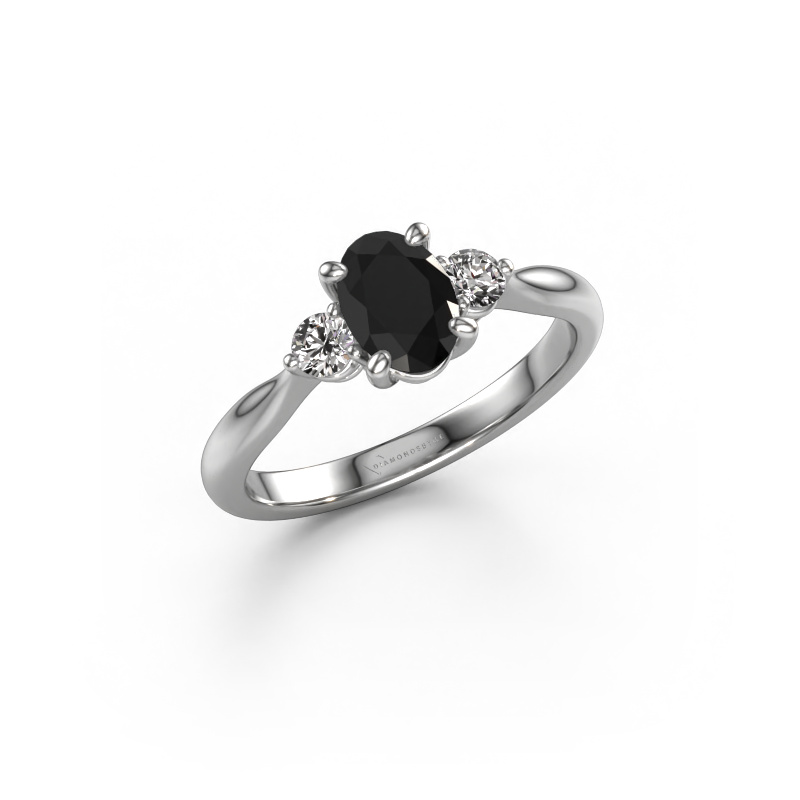 Image of Engagement ring Lieselot OVL 950 platinum Black diamond 1.24 crt