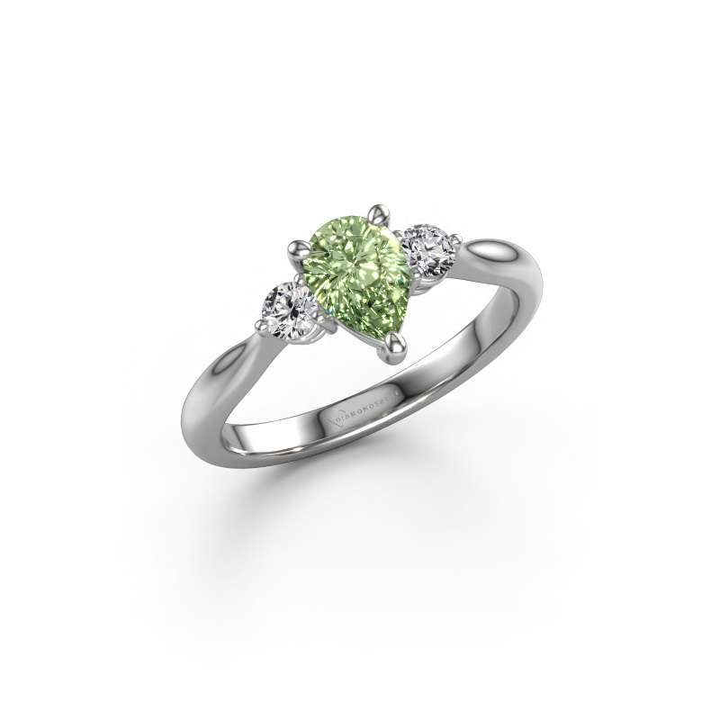 Bild von Verlobungsring Lieselot PER 950 Platin Grüner Labor-Diamant 7x5 mm