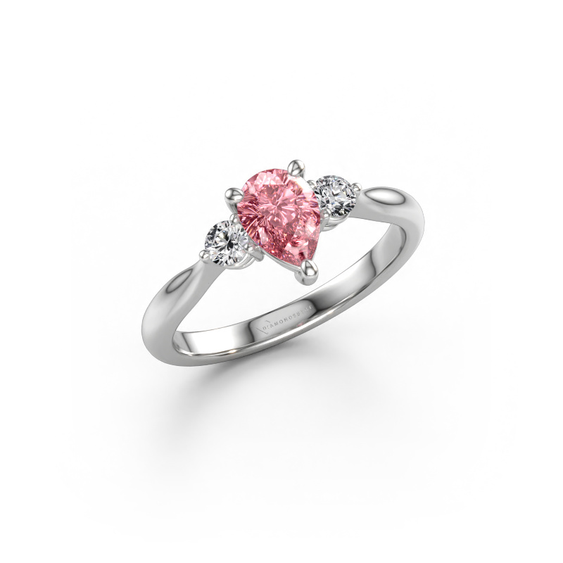 Afbeelding van Verlovingsring Lieselot PER 950 platina Roze lab grown diamant 7x5 mm