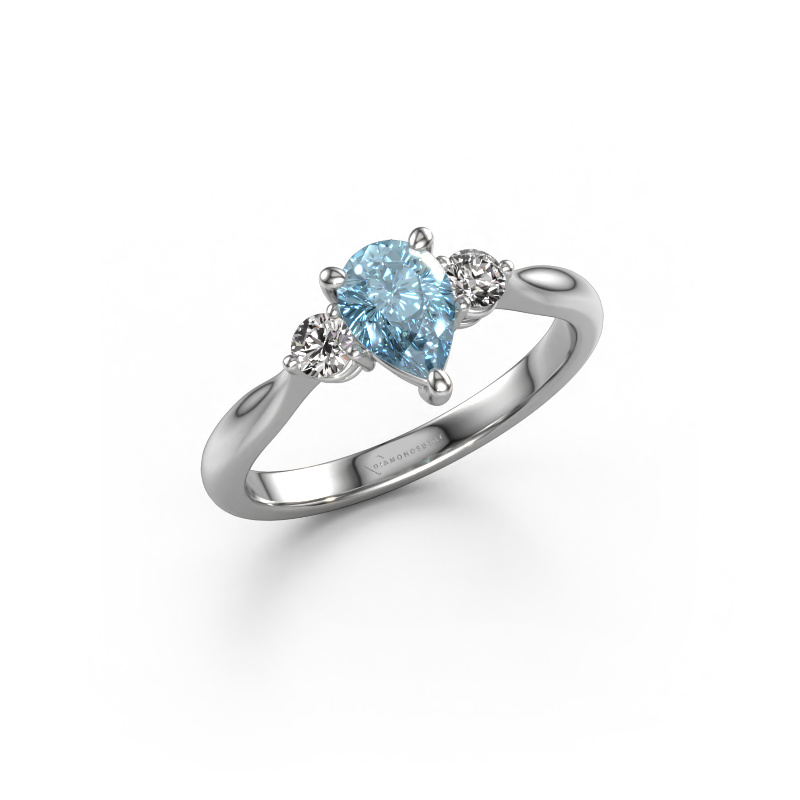 Image of Engagement ring Lieselot PER 950 platinum Blue lab grown diamond 7x5 mm