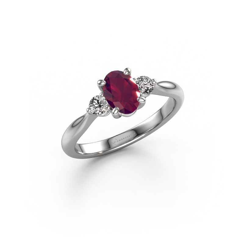 Image de Bague de fiançailles Lieselot OVL 950 platine Rhodolite 7x5 mm