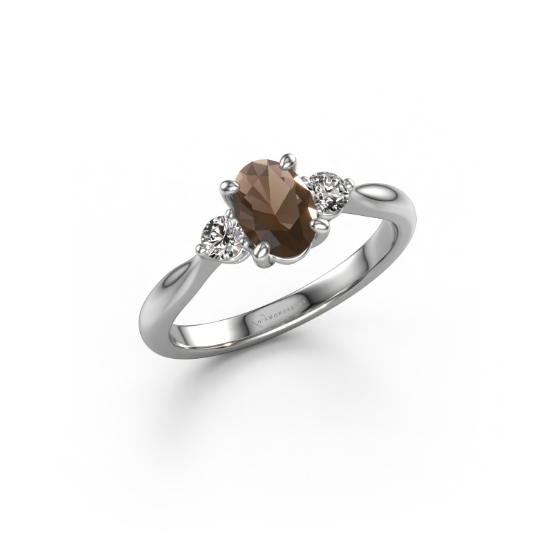 Image of Engagement ring Lieselot OVL 950 platinum Smokey quartz 7x5 mm