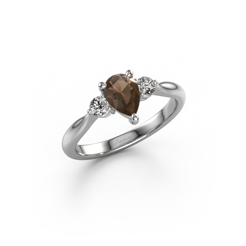 Image of Engagement ring Lieselot PER 950 platinum Smokey quartz 7x5 mm
