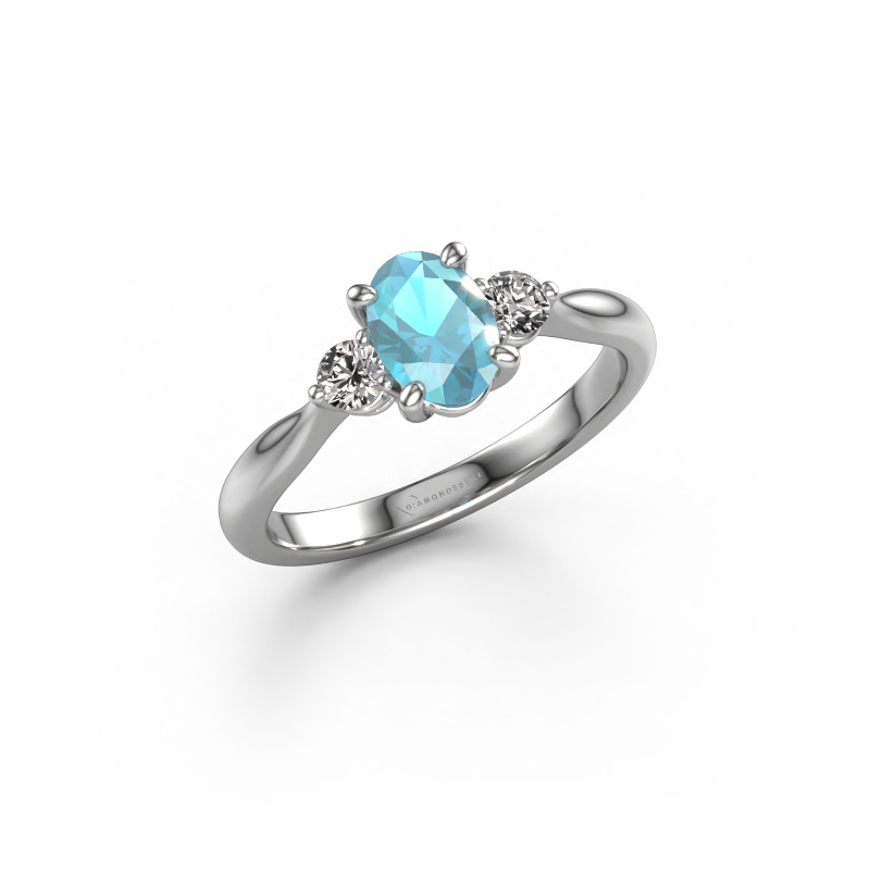 Image of Engagement ring Lieselot OVL 950 platinum Blue topaz 7x5 mm
