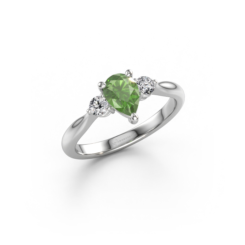 Immagine di Anello di fidanzamento Lieselot PER 950 platino Tormalina verde 7x5 mm