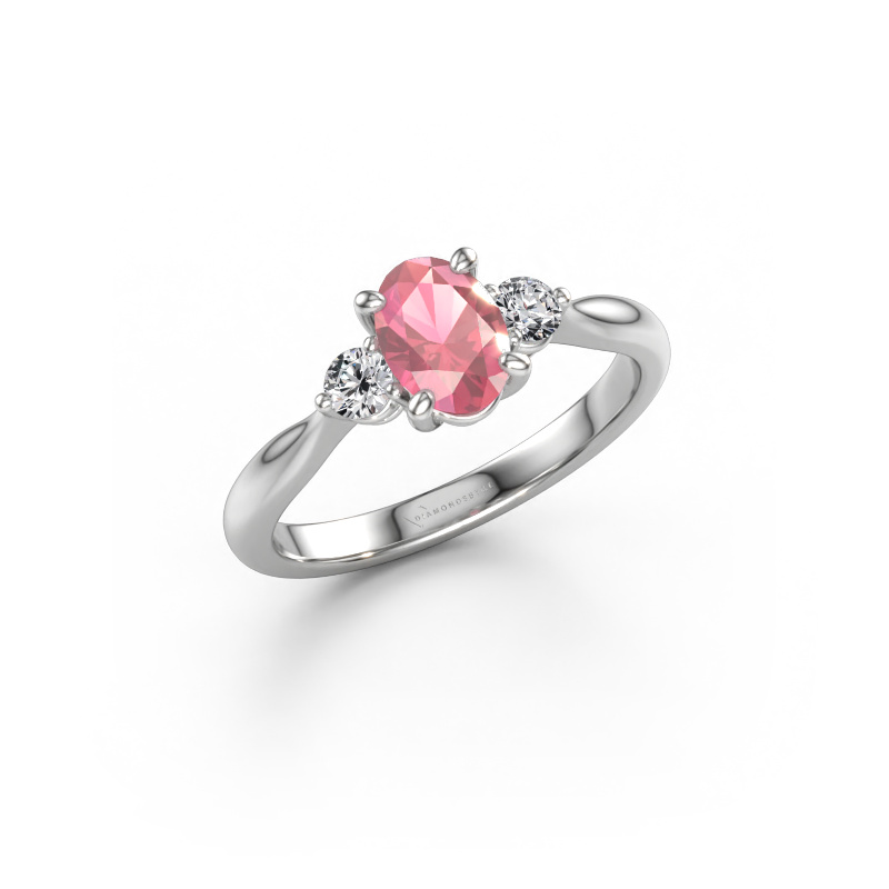 Immagine di Anello di fidanzamento Lieselot OVL 950 platino Tormalina rosa 7x5 mm