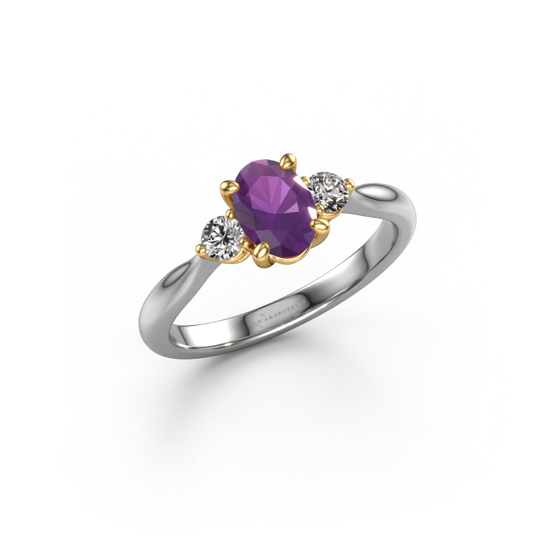 Image of Engagement ring Lieselot OVL 585 white gold Amethyst 7x5 mm