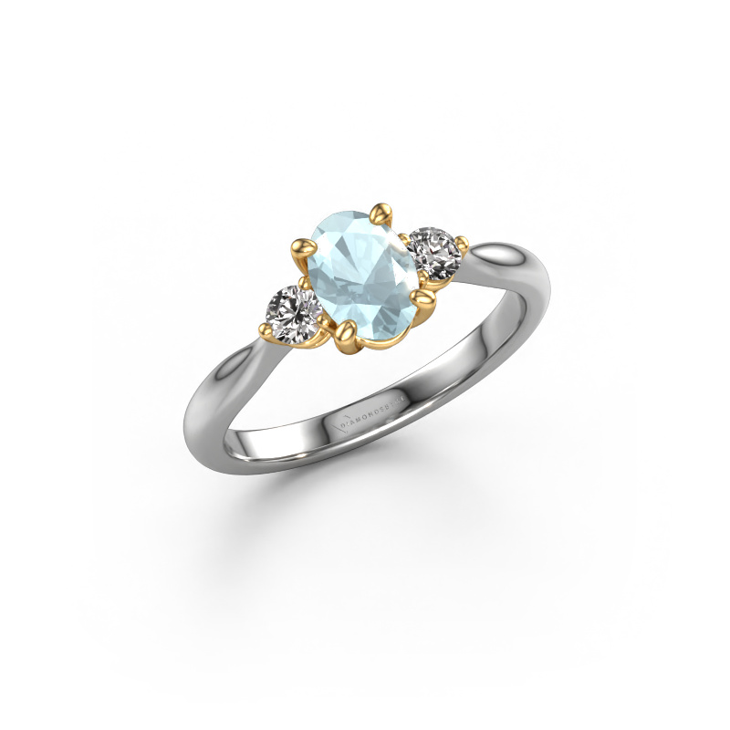 Image of Engagement ring Lieselot OVL 585 white gold Aquamarine 7x5 mm