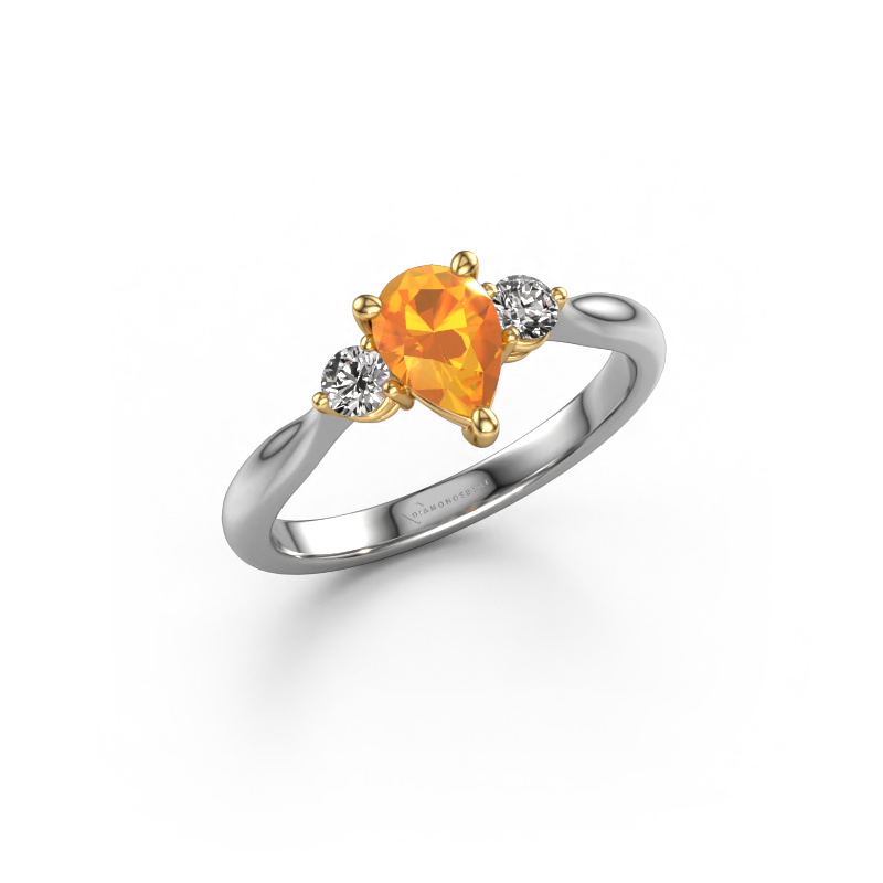 Image de Bague de fiançailles Lieselot PER 585 or blanc Citrine 7x5 mm