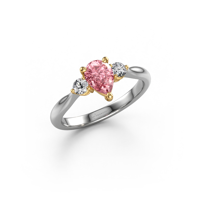 Image of Engagement ring Lieselot PER 585 white gold Pink lab grown diamond 7x5 mm
