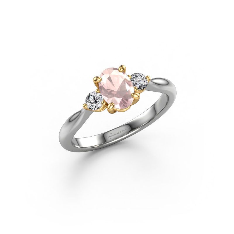 Image of Engagement ring Lieselot OVL 585 white gold Morganite champagne 7x5 mm