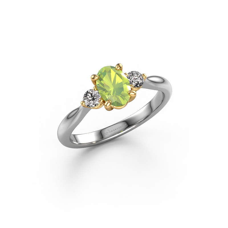 Image of Engagement ring Lieselot OVL 585 white gold Peridot 7x5 mm