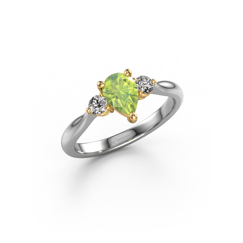 Image of Engagement ring Lieselot PER 585 white gold Peridot 7x5 mm