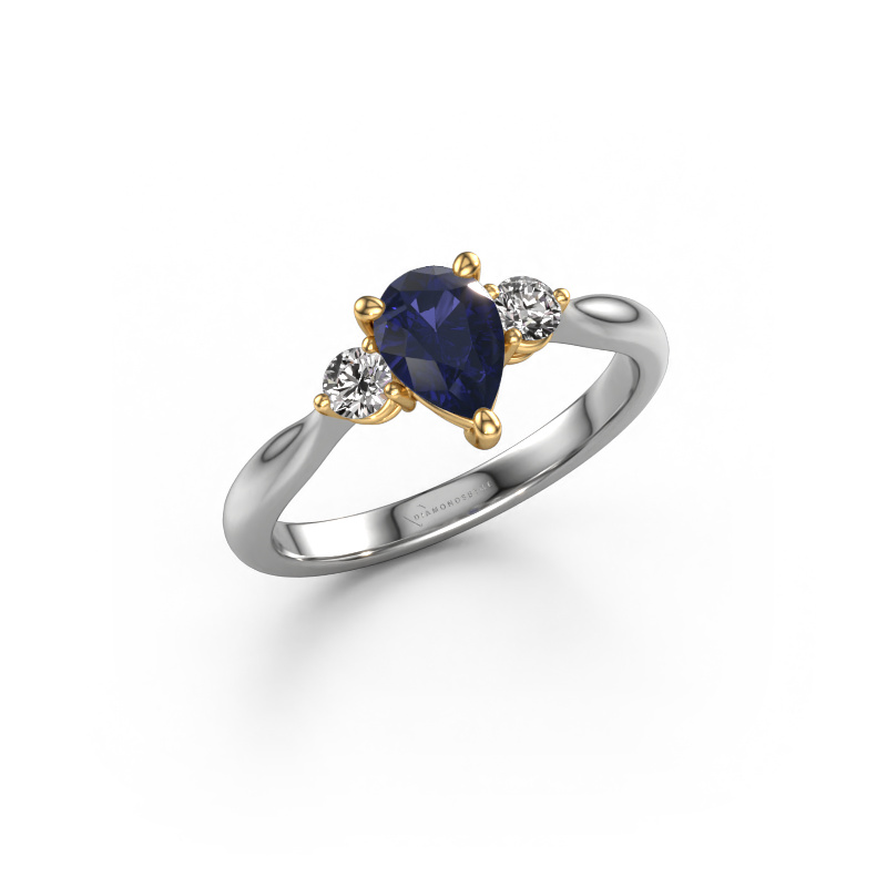 Image of Engagement ring Lieselot PER 585 white gold Sapphire 7x5 mm