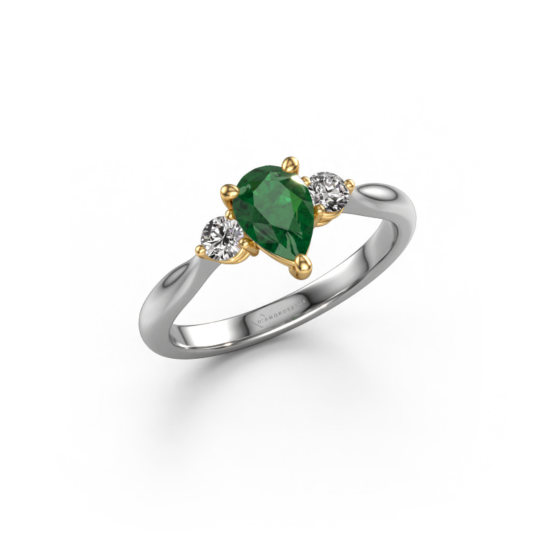 Image of Engagement ring Lieselot PER 585 white gold Emerald 7x5 mm