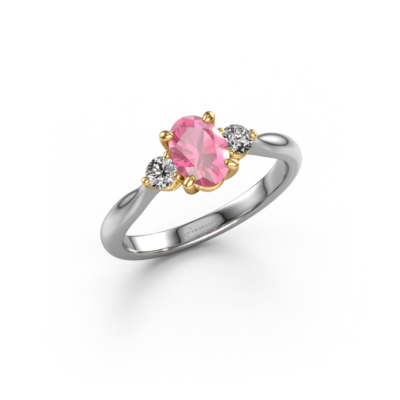 Image of Engagement ring Lieselot OVL 585 white gold Pink sapphire 7x5 mm