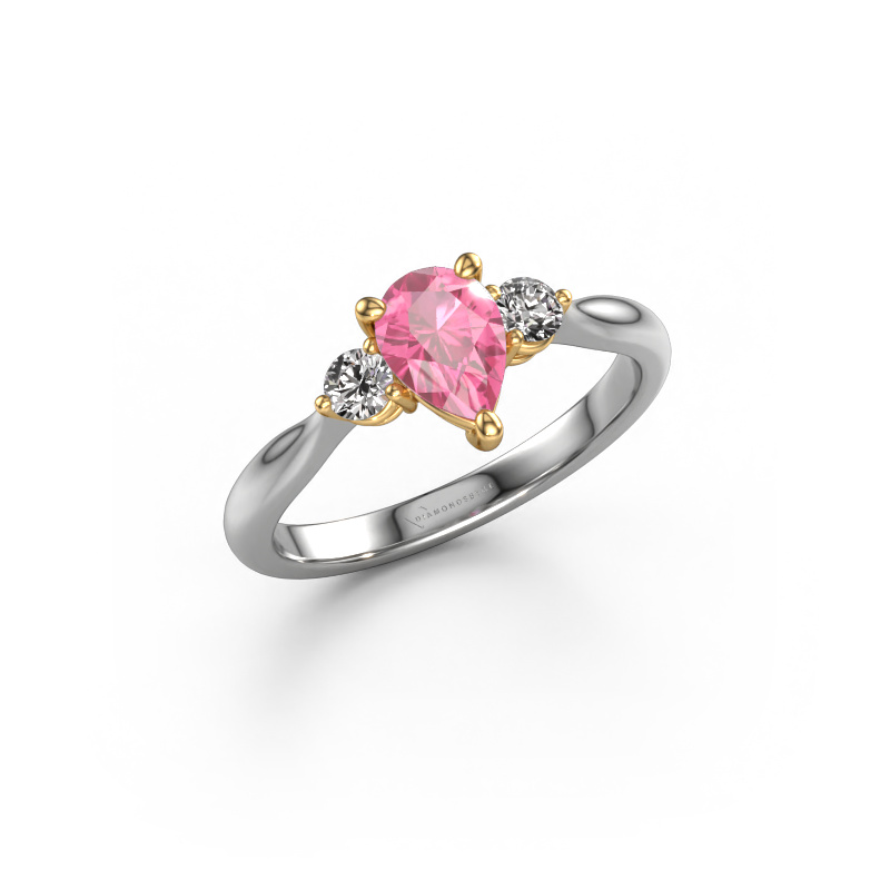 Image of Engagement ring Lieselot PER 585 white gold Pink sapphire 7x5 mm