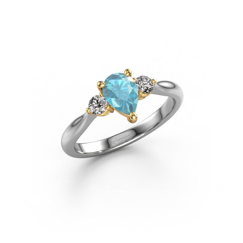 Image of Engagement ring Lieselot PER 585 white gold Blue topaz 7x5 mm
