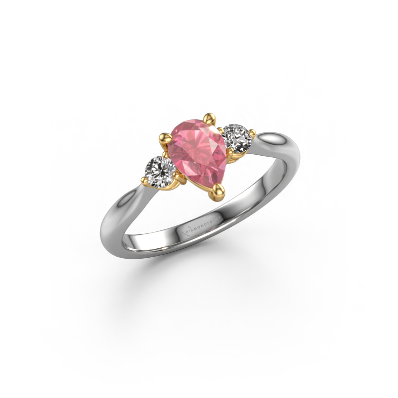 Image de Bague de fiançailles Lieselot PER 585 or blanc Rose tourmaline 7x5 mm