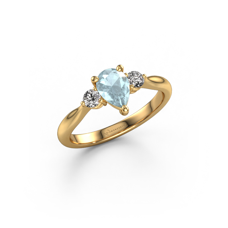 Image of Engagement ring Lieselot PER 585 gold Aquamarine 7x5 mm
