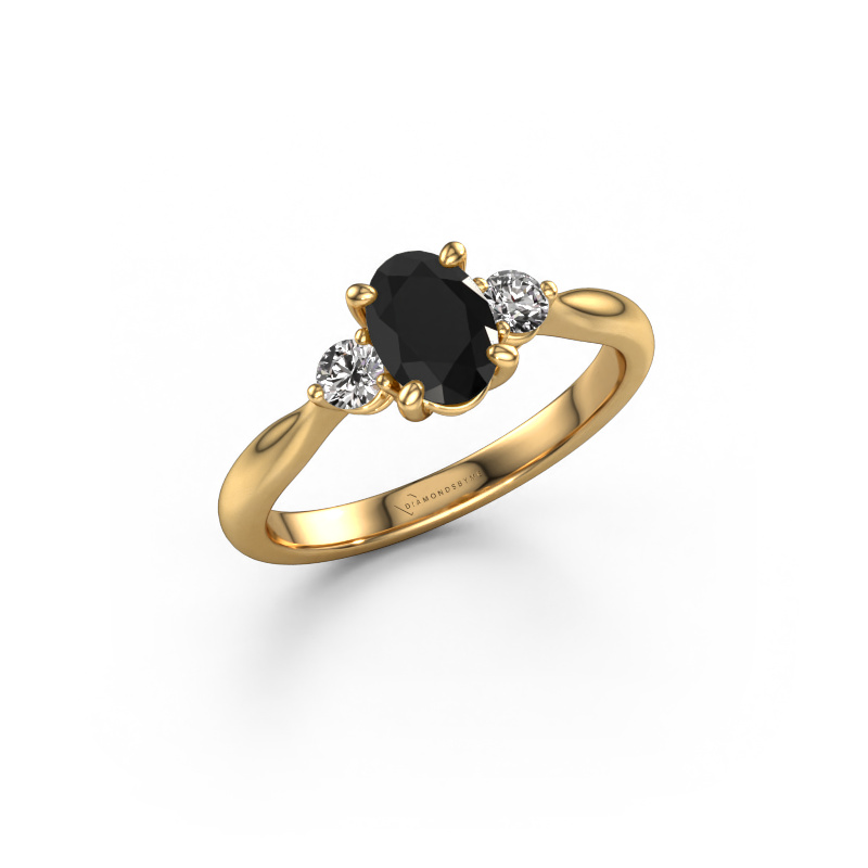 Image de Bague de fiançailles Lieselot OVL 585 or jaune Diamant noir 1.24 crt
