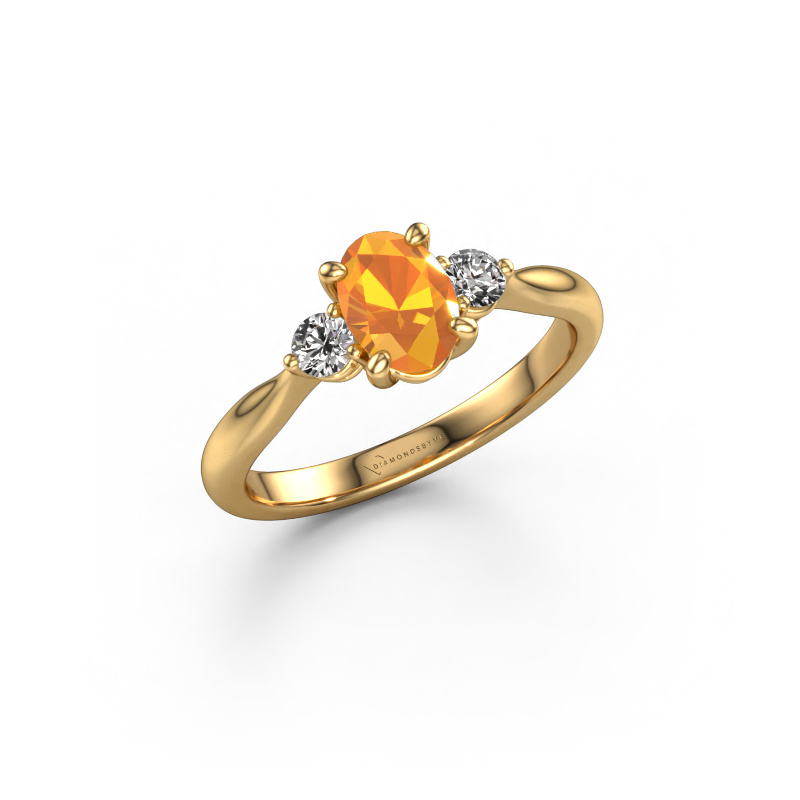 Image of Engagement ring Lieselot OVL 585 gold Citrin 7x5 mm