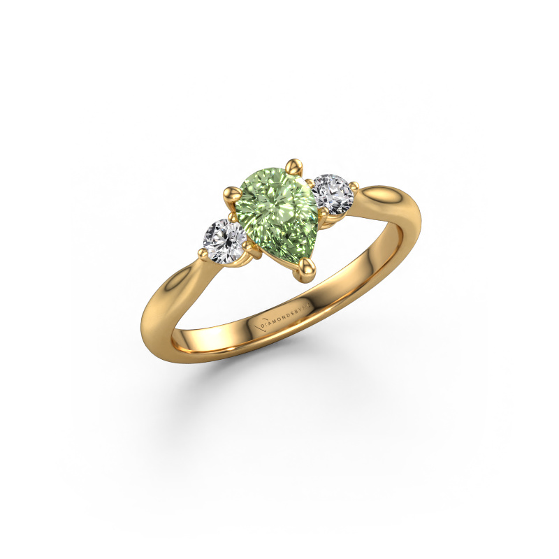 Image of Engagement ring Lieselot PER 585 gold Green lab grown diamond 7x5 mm