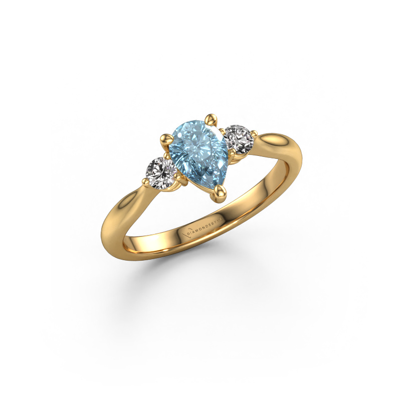 Image of Engagement ring Lieselot PER 585 gold Blue lab grown diamond 7x5 mm