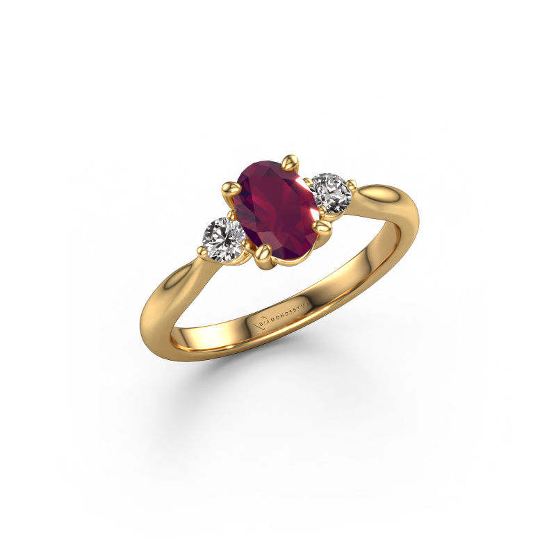 Image of Engagement ring Lieselot OVL 585 gold Rhodolite 7x5 mm