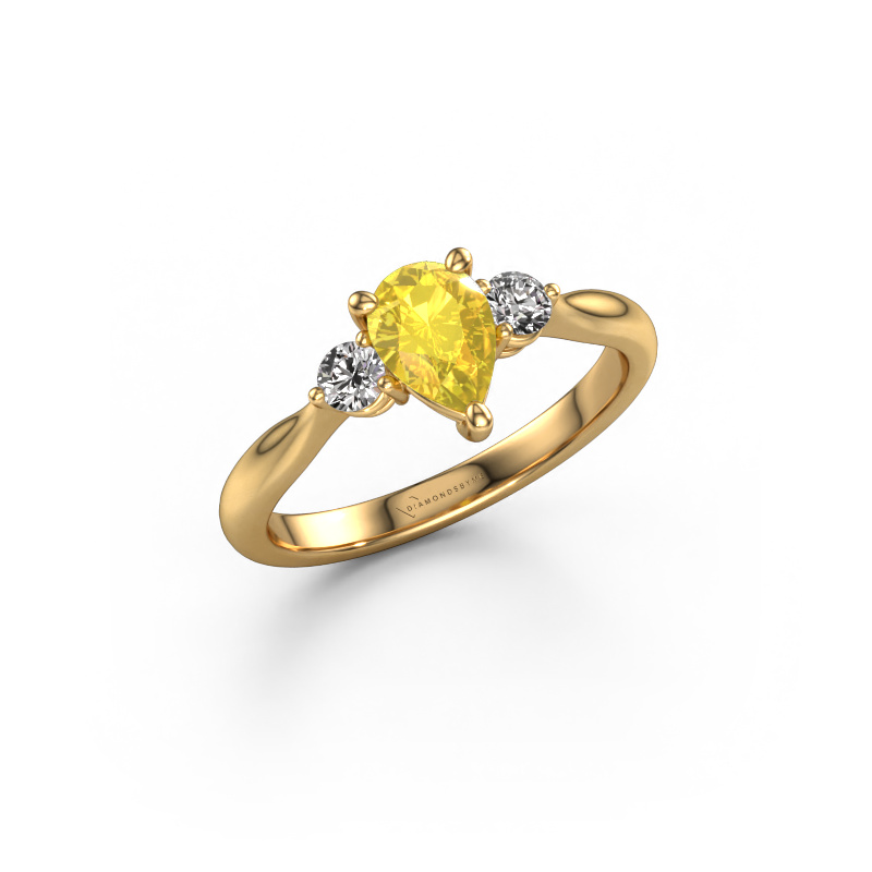 Bild von Verlobungsring Lieselot PER 585 Gold Gelb Saphir 7x5 mm