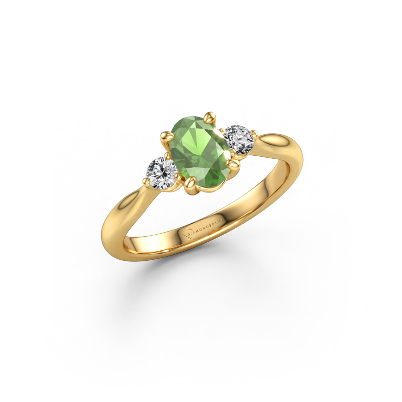 Bild von Verlobungsring Lieselot OVL 585 Gold Turmalin grün 7x5 mm