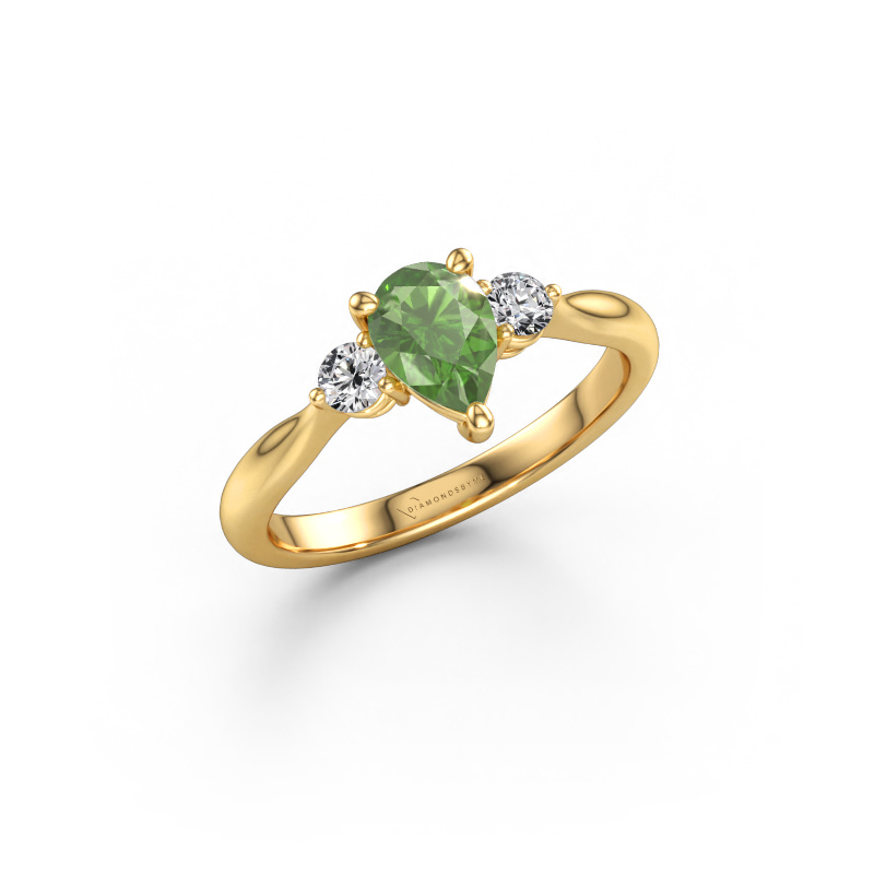 Bild von Verlobungsring Lieselot PER 585 Gold Turmalin grün 7x5 mm