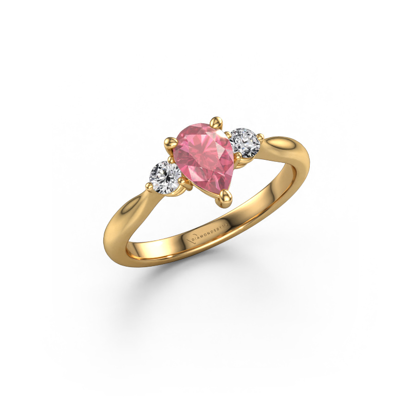 Image of Engagement ring Lieselot PER 585 gold Tourmaline pink 7x5 mm