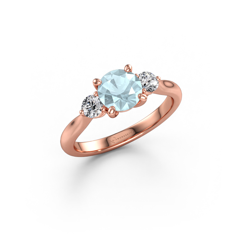 Immagine di Anello di fidanzamento Lieselot RND 585 oro rosa Acquamarina 6.5 mm