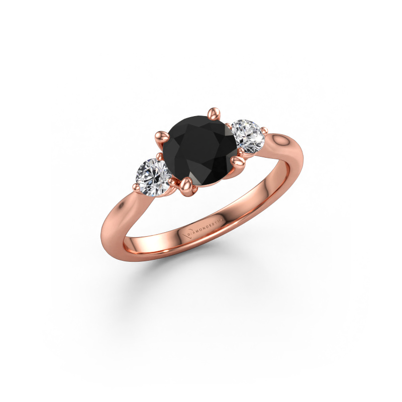 Immagine di Anello di fidanzamento Lieselot RND 585 oro rosa Diamante nero 1.60 crt