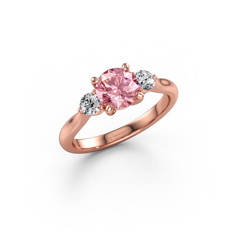 Image of Engagement ring Lieselot RND 585 rose gold Pink lab grown diamond 6.5 mm