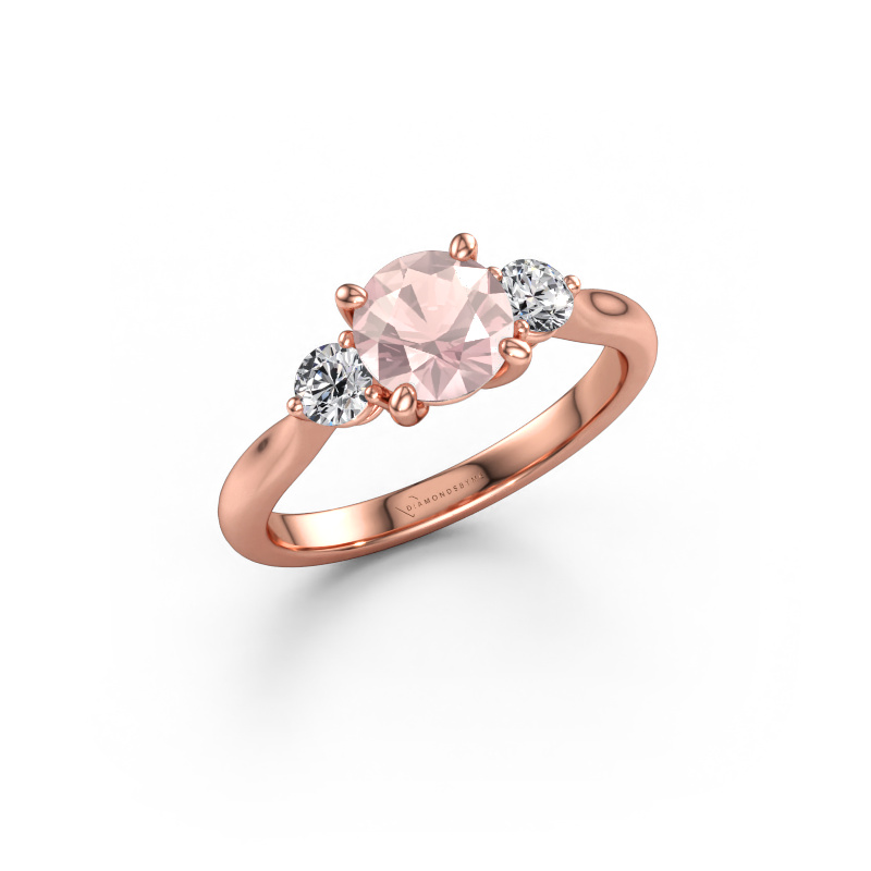 Bild av Förlovningsring Lieselot RND 585 roséguld Champagnefärgad morganit 6.5 mm