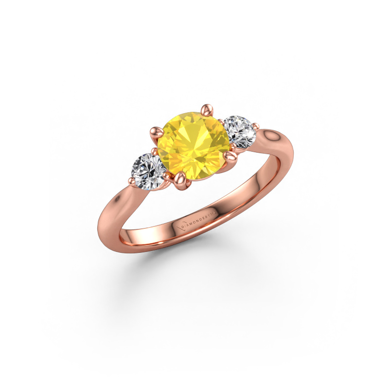Image of Engagement ring Lieselot RND 585 rose gold Yellow sapphire 6.5 mm