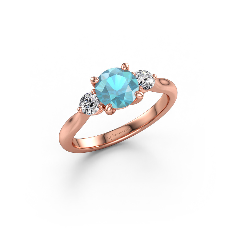 Immagine di Anello di fidanzamento Lieselot RND 585 oro rosa Topazio blu 6.5 mm