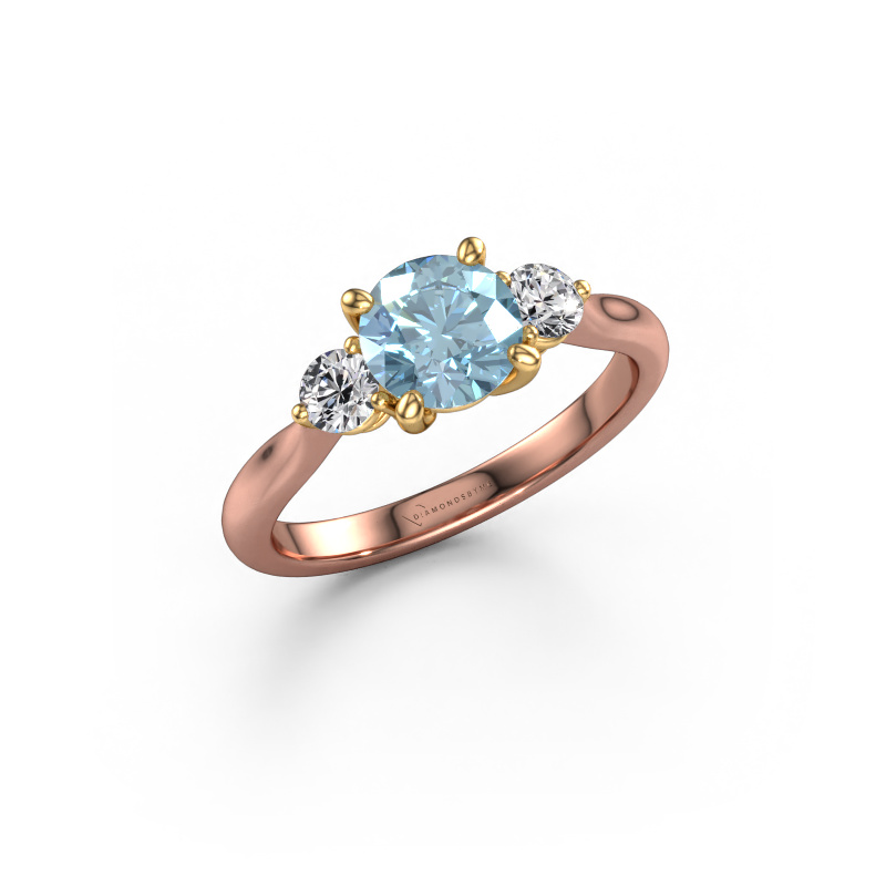 Image of Engagement ring Lieselot RND 585 rose gold Blue lab grown diamond 6.5 mm