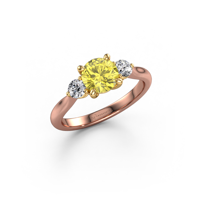 Image of Engagement ring Lieselot RND 585 rose gold Yellow lab grown diamond 6.5 mm