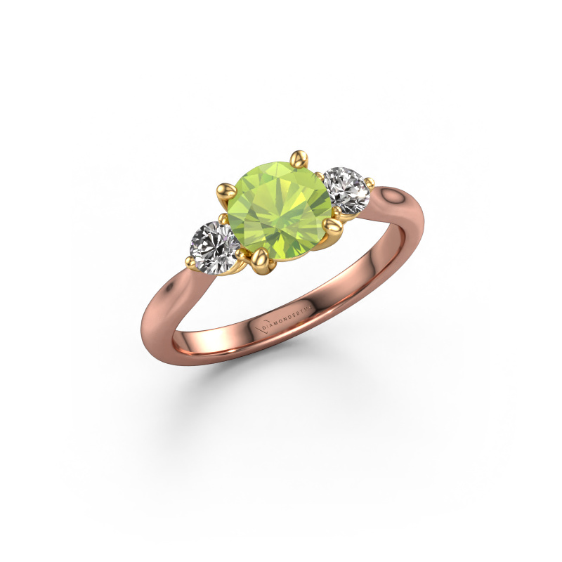 Image of Engagement ring Lieselot RND 585 rose gold Peridot 6.5 mm