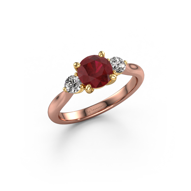 Image of Engagement ring Lieselot RND 585 rose gold Ruby 6.5 mm