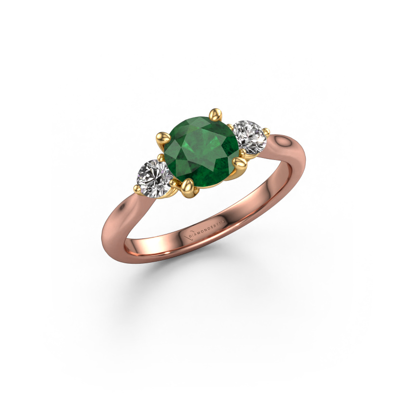 Image of Engagement ring Lieselot RND 585 rose gold Emerald 6.5 mm