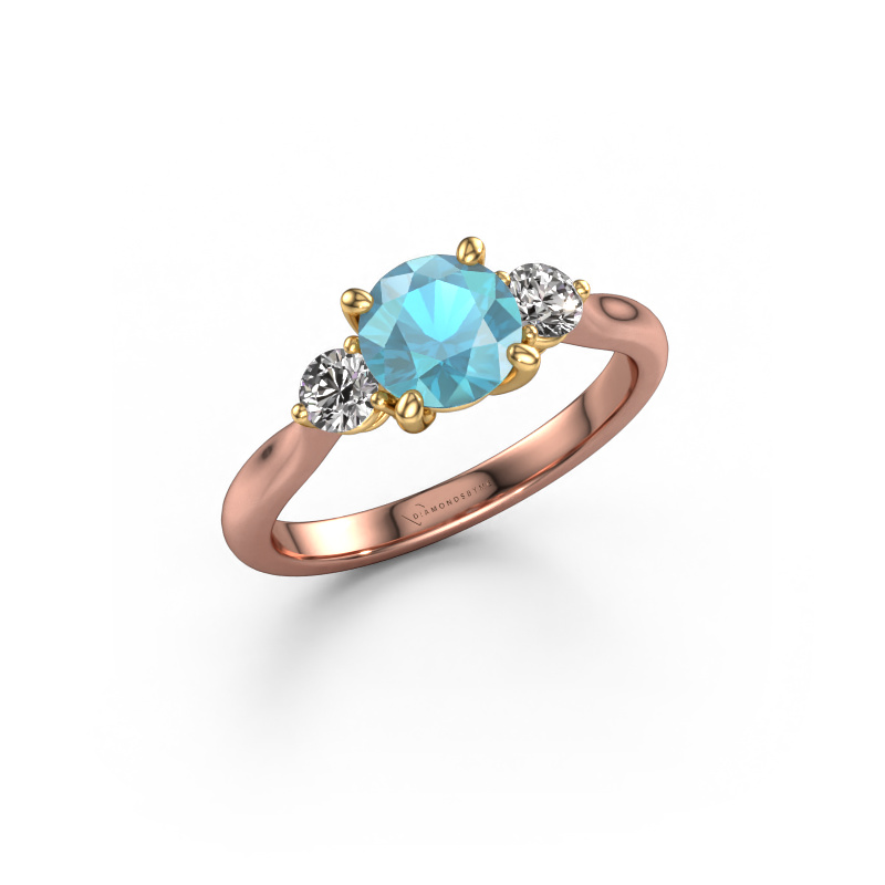 Bild von Verlobungsring Lieselot RND 585 Roségold Blau Topas 6.5 mm
